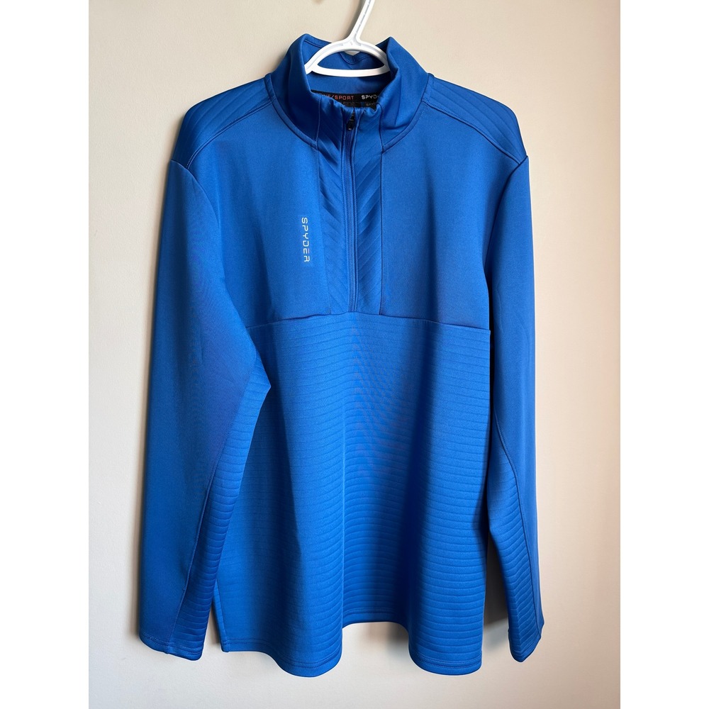Spyder Mens Blue Pullover Quarter Zip Active Sport Large Gorpcore Athleisure